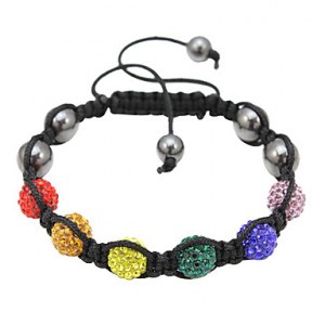 Bracelet en cristaux multicolore, macramé et Ematite noire véritable