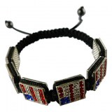 Bracelet en crystaux carre avec drapeaux USA