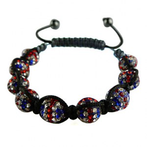 Bracelet en cristaux multicolore, macramé et Ematite noire véritable