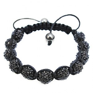 Bracelet mixte tibétain compose de 11 billes de cristal- Bleu, argent, or