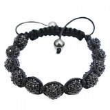 Bracelet mixte tibétain compose de 11 billes de cristal- Bleu, argent, or