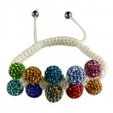 Bracelet feminin compose de 10 boules de crystale multicolores