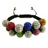 Bracelet feminin compose de 11 boules de crystal multicolor