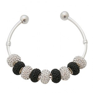 Bracelet bicolore plaque argent et crystal