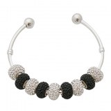 Bracelet bicolore plaque argent et crystal