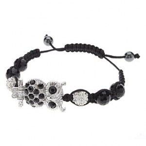 Superbe bracelet en strass avec Hibou argente