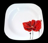 Assiette creuse carrÌ motif coquelicot