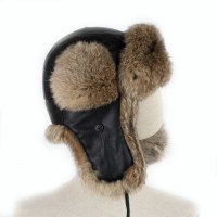 Chapeau Chapka Cuir d'Agneau et Fourrure de Lapin