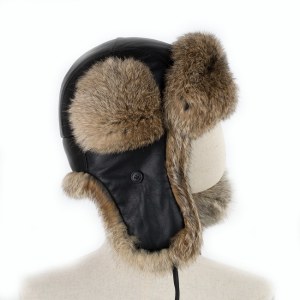 Chapeau Chapka Cuir d'Agneau et Fourrure de Lapin