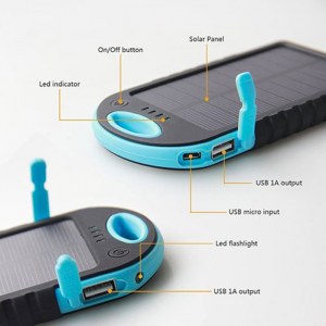 SHOP-STORY - SOLAR CHARGER BLUE : Chargeur Solaire Portable Multifonctions