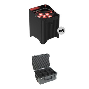 CHAUVET DJ Freedom Par T6 Kit with Six Battery-Powered RGB LED PAR Lights and SKB iSeri...