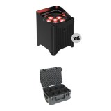 CHAUVET DJ Freedom Par T6 Kit with Six Battery-Powered RGB LED PAR Lights and SKB iSeri...