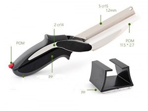 Clever Cutter 2 en 1 Ciseaux et couteau Planche à découper multifonctions