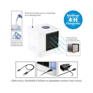 CLIMATISEUR MOBILE CUBE RAFRAICHISSEUR D AIR VENTILATEUR A LED