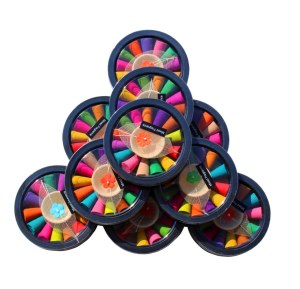 Boîte cônes d'encens thaïlandais – Mix – 14 cônes/boîte + céramique – Stock neuf