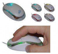 Mini Souris Optique USB - LED Lumineuse - Blanche