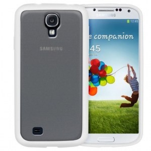 Lot de Coque Bumper pour Samsung S4, bi-matière effet blanc mat et blanc laquée