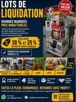 LOTS DE LIQUIDATION GRADE A & B – GRANDES MARQUES À PRIX IMBATTABLES !
