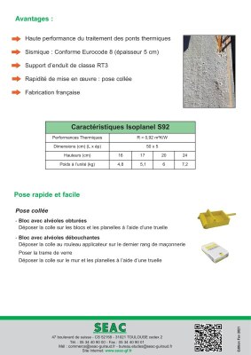 Planelles SEAC ISOPLANEL S 5X16X50 R=0,92