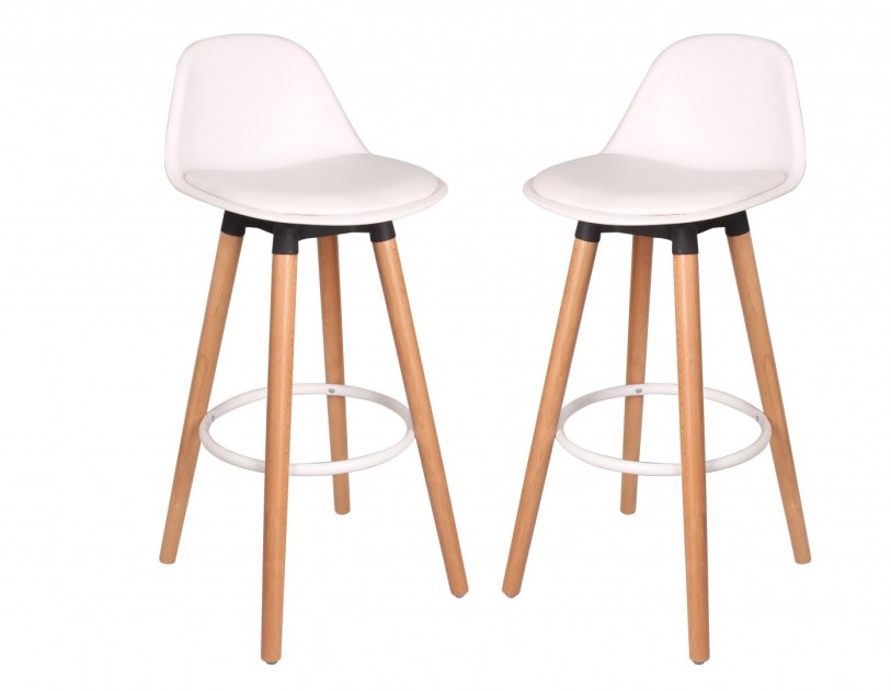 2 Tabourets De Bar En Fausse Fourrure - Blanc