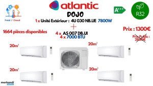 DESTOCKAGE Climatiseur ATLANTIC DOJO x4 Pack complet R32