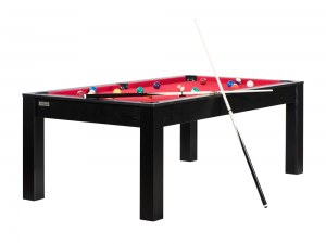 Billard Brooklyn convertible en table à manger - Couleur noire avec tapis rouge