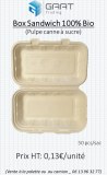 Box 100% bio pulpe canne à sucre sandwich, burger, assiette et bol salade