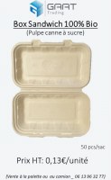 Box 100% bio pulpe canne à sucre sandwich, burger, assiette et bol salade
