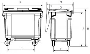 Poubelle Voirie conteneur 660 Litres