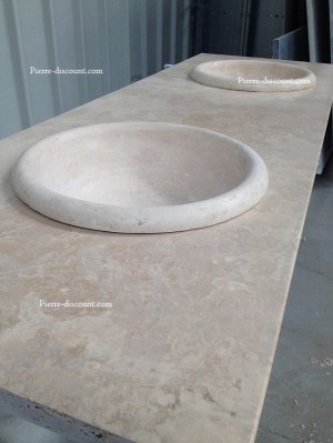 Plan de Travail en Travertin Adouci Rebouché