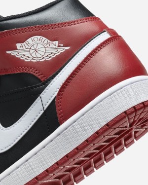 Chaussures Nike Air Jordan 1 Mid Noir/Rouge/Blanc pour homme MOINS 50% DU PRIX DETAILS