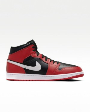 Chaussures Nike Air Jordan 1 Mid Noir/Rouge/Blanc pour homme MOINS 50% DU PRIX DETAILS