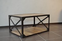 Table basse bois massif et métal industrielle
