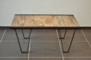 Table basse industrielle bois massif
