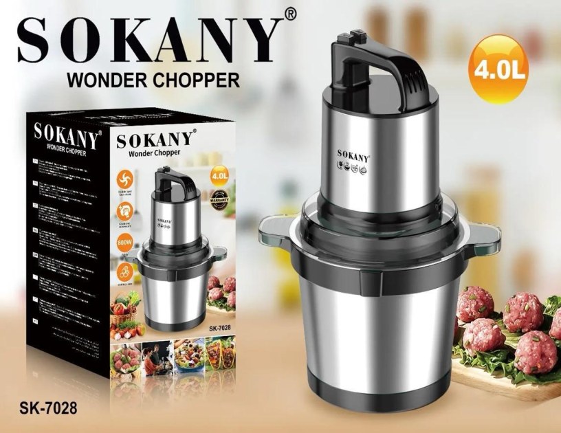 Hachoir électrique Sokany 800W Multifonction 3L – Bol Inox – Neuf
