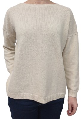 Tricot femme encolure bateau, over, 100% cachemire Fabriqué en Italie