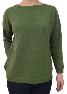 Tricot femme encolure bateau, over, 100% cachemire Fabriqué en Italie