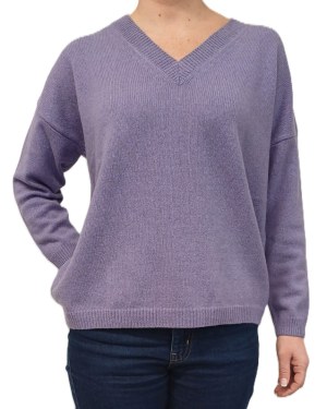 Tricot femme encolure V, over, 100% cachemire Fabriqué en Italie