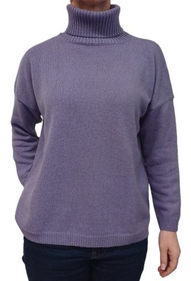 Tricot femme col roulé over 100% cachemire Fabriqué en Italie