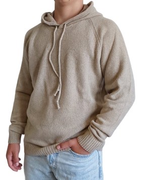 Pull à capuche uni 100% cachemire fabriqué en Italie