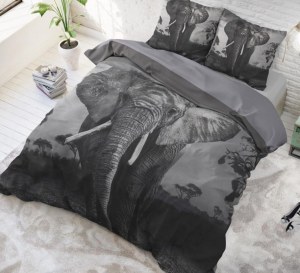 "Elephant Mansion" Set 2/3 pcs Parure de Lit 100% Coton Housse de Couette+Taie d'Oreill...