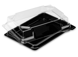 Barquette sushi noir ST3 avec couvercle x 50 pcs