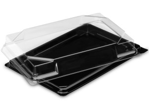 Barquette sushi noir ST4 avec couvercle x 25 pcs