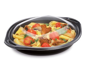 Assiette traiteur micro-ondable avec couvercle 500 ml x 25 pcs