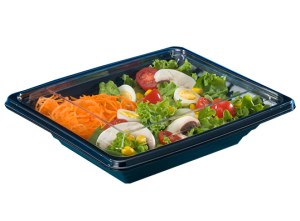 Boite salade pyramide noir + couvercle 750 ml x 40 pcs