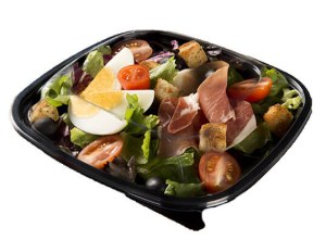 Boite salade carré noir + couvercle 500 ml x 50 pcs