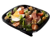 Boite salade carré noir + couvercle 500 ml x 50 pcs