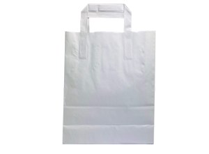 Sac kraft blanc avec poignée plate 22x10x28 x 250 pcs