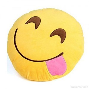 Coussin EMOJI emoticon expression 30 cm jaune