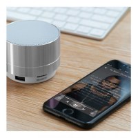 Enceinte bluetooth d'exterieur Métal 3W lumineuse-Silver